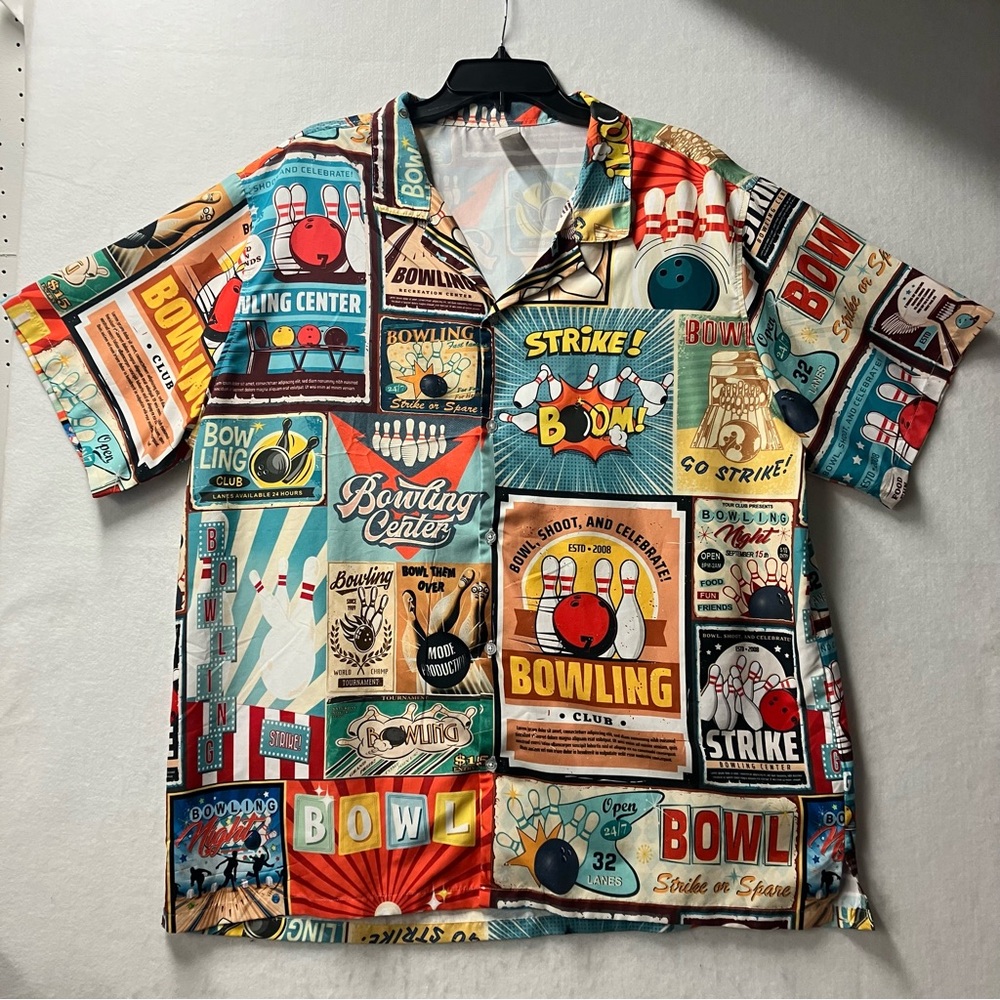 Garment One Clothing Bowling Hawaiian Tiki Style Camp Shirt Mens Size XL